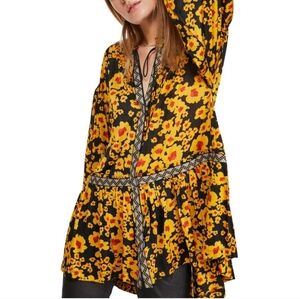 Free People Love Letter Floral Print Tunic Size L